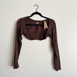 Skims Cocoa Brown Bolero Sculpting Swim Long Sleeve Shrug Large NWT